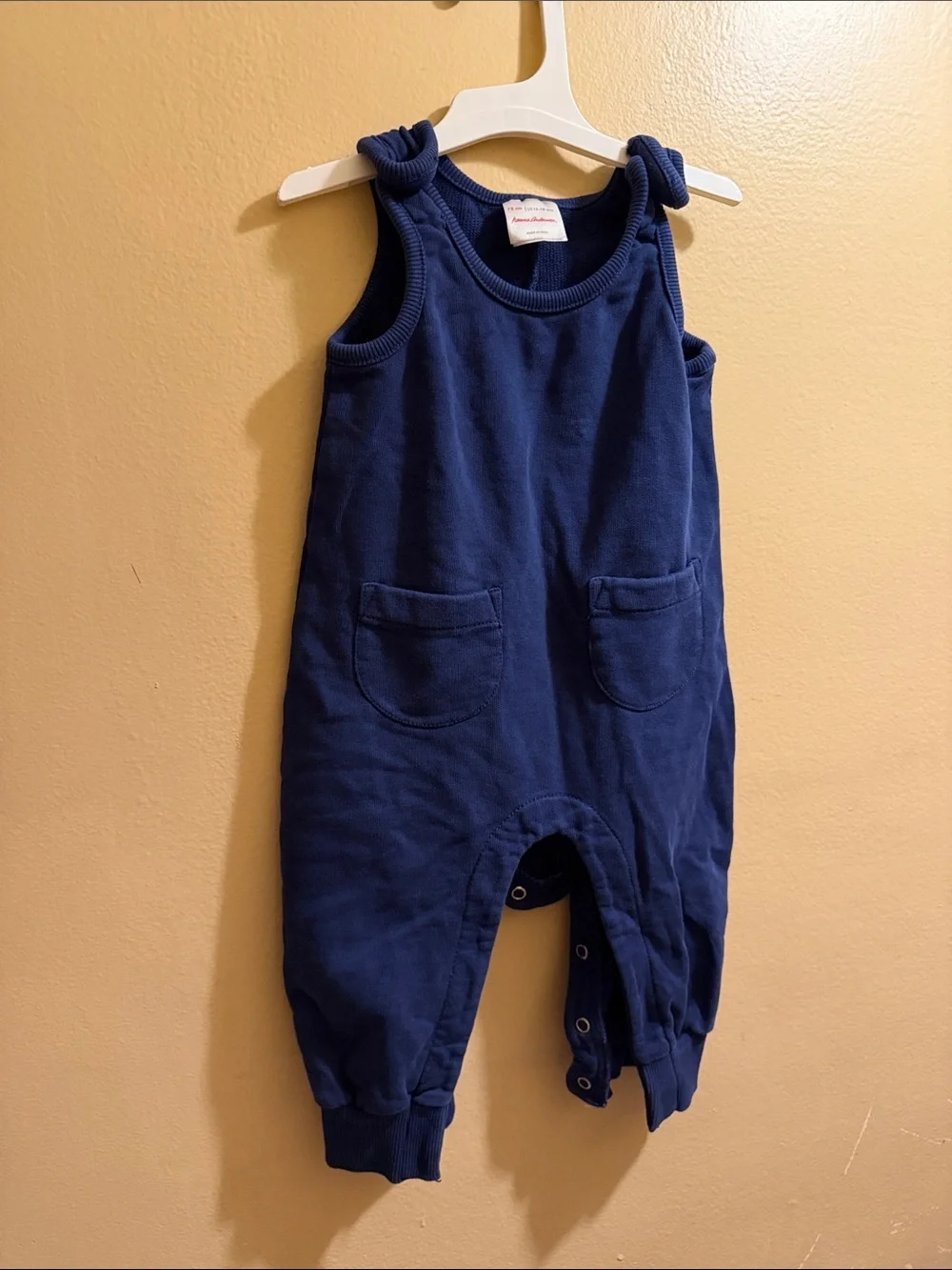 Hanna Andersson Navy Blue Knot-Strap Baby Romper
